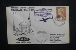 GRECE - Enveloppe 1er Vol Athènes / Istanbul En 1957 - L 37847 - Storia Postale