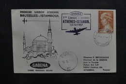 GRECE - Enveloppe 1er Vol Athènes / Istanbul En 1957 - L 37851 - Covers & Documents