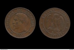 SECOND EMPIRE . NAPOLEON III , TÊTE NUE . 10 Centimes 1856 A . (PARIS ) . - 10 Centimes
