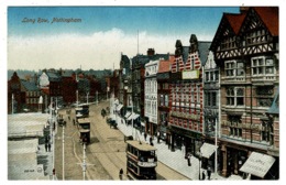 Ref 1314 - Early Postcard - Trams On Long Row - Nottingham - Nottingham