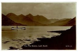 Ref 1314 - Early Real Photo Postcard - Steam Boat & Five Sisters Loch Duich - Wester Ross Scotland - Ross & Cromarty