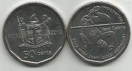 Fiji 50 Cents 2013. UNC KM#515 Gold Medal HIGH JUMP - Fiji