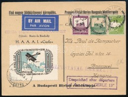 1933 Gerle Földközi Tengeri Körrepülés Levelezőlap / Mediterranean Round Flight Postcard GHAZA - BUDAPEST - Sonstige & Ohne Zuordnung