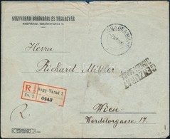 Nagyvárad 1921 Cenzúrás Ajánlott Levél Bécsbe. Signed: Bodor - Sonstige & Ohne Zuordnung