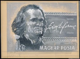 1960 Légrády Sándor Liszt Ferenc Bélyegterv, Aláírás Nélkül 25 X 19 Cm - Altri & Non Classificati