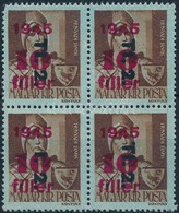 ** 1946 Betűs Tl.2./10f/4f Négyes Tömb Benne 'T' Nélküli Tévnyomat  / Mi 866 Block Of 4 With Error Missing 'T' - Altri & Non Classificati