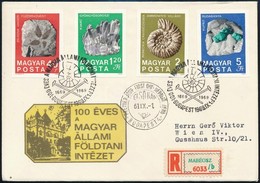 1969 100 éves A Magyar Állami Földtani Intézet Vágott Sor 2 Db Ajánlott FDC-n Bécsbe (6.000) - Other & Unclassified