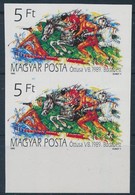 ** 1989 Öttusa VB (III.) Vágott Párban, Kék Színű Poloska A Ft Fölött (3.000) - Andere & Zonder Classificatie