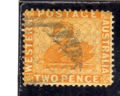 WESTERN AUSTRALIA OCCIDENTALE 1872 1878 PERF. 14 SWAN CIGNO TWO PENCE 2p USATO USED OBLITERE' - Used Stamps