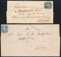 1858 2 Db Levél 15kr Bérmentesítéssel / 2 Covers With 15kr 'FÜNFKIRCHEN' (szakadt, Hajtott / Teared, Folded) - Autres & Non Classés