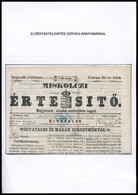 1864 Miskolci értesítő Címlapja Előérvénytelenített Hírlapilleték Bélyeggel - Autres & Non Classés