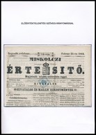 1864 Miskolci értesítő Címlapja Előérvénytelenített Hírlapilleték Bélyeggel - Sonstige & Ohne Zuordnung