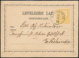 1871 Díjjegyes Levelezőlap 'ZSOMBOLYA' - Autres & Non Classés