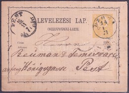 1871 Díjjegyes Levelezőlap / PS-card, Kék / Blue  'OZORA' - 'PEST' - Other & Unclassified