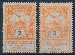 * 1913 Árvíz 2 Db 3f, Erős Színeltérés - Otros & Sin Clasificación