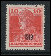 * Baranya II. 1919 Károly 10f A Felülnyomás Eltolódásával, A Baranya Felirat Nem Is Látszik, Bodor Vizsgálójellel - Other & Unclassified