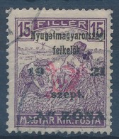 O Nyugat-Magyarország II. 1921 Arató 15f Bodor Vizsgálójellel (25.000) - Altri & Non Classificati