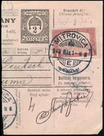 SHS 1919 Csomagszállító Szelvény  Magyar és SHS Bélyegekkel 'MITROVICA' Sign: Bodor - Autres & Non Classés