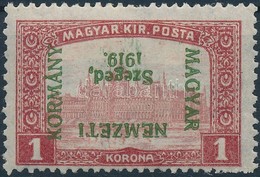 * Szeged 1919 Parlament 1K Fordított Felülnyomással és Bodor Vizsgálójellel - Autres & Non Classés