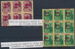 ** 1945 Kisegítő 10f/12f 9-es Tömb + 40f/24f 6-os Tömb, Mindkettő Elcsúszott Felülnyomással - Altri & Non Classificati