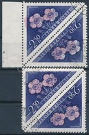 O 1958 Virág 2,50Ft Pár A Rózsaszín Színnyomat Elcsúszásával + Támpéldány / Mi 1540 Pair With Shifted Rose Colour - Autres & Non Classés