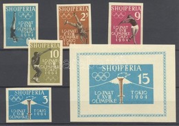 ** 1962 Tokiói Olimpia Mi 657-661 + Blokk 8 Vágott - Other & Unclassified