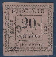 France Colonies Guadeloupe Taxe N°9a 20c Noir Sur Rose Avec Variété 2 Penché !! RRR & Frais Signé Roumet & Brun - Postage Due