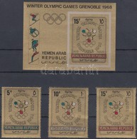 ** 1967 Téli Olimpia, Grenoble Sor Mi 613-615 + Blokk 60 B - Autres & Non Classés