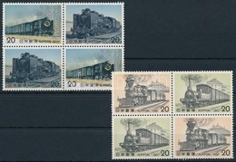 ** 1975 Gőzmozdonyok Négyestömbök,
Steam Locomotices Blocks Of 4
Mi 1254-1255 + Mi 1257-1258 - Autres & Non Classés