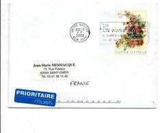 NATIONS UNIES LETTRE POUR LA FRANCE 2002 - Briefe U. Dokumente