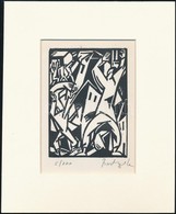 Bortnyik Sándor (1893-1976): Kezeket Fel! Linó, Papír, Utólagos Jelzéssel, Paszpartuban, 11×8,5 Cm - Altri & Non Classificati