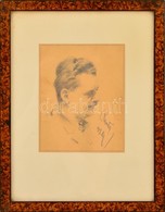 Remsey Jelzéssel: Férfi Portré. Ceruza, Papír, üvegezett Keretben, 15×11 Cm - Otros & Sin Clasificación