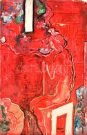 Russell Jelzéssel: Vörös Akt, Olaj, Farost, 52×33,5 Cm - Sonstige & Ohne Zuordnung