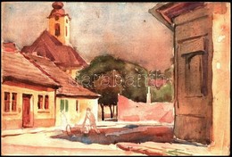 Sostarics Lajos (1896-1968): Óbudai Utcarészlet. Akvarell, Papír, Jelzés Nélkül, 19×28 Cm - Andere & Zonder Classificatie