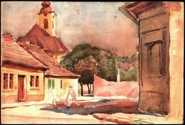 Sostarics Lajos (1896-1968): Óbudai Utcarészlet. Akvarell, Papír, Jelzés Nélkül, 19×28 Cm - Otros & Sin Clasificación