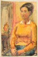 Temesváry Aranka (?-): Ülő Nő. Akvarell, Papír, Jelzett, 42×30 Cm - Andere & Zonder Classificatie