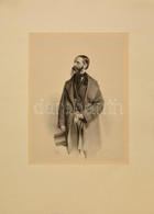 1858  Ismeretlen Férfi Portré, Litográfia, Készítő: Josef Kriehüber, Kiadó: Jos. Stoufs Wien, 34×25 Cm - Estampas & Grabados