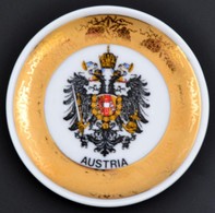 TK Tálka Ausztria Címerével, Matricás-aranyozott, Kopott, D: 9,5 Cm - Andere & Zonder Classificatie