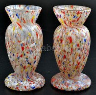 Kralik Stílusú Fújt Váza Pár, Egyiken Apró Csorba, Jelzés Nélkül, Több Rétegű, M:11 Cm (2×) - Verre & Cristal