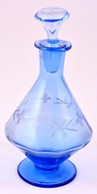 Halványkék üveg Kiöntő, Kopásnyomokkal, A Dugón Csorbával - Vidrio & Cristal