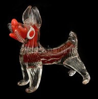 Kutya Figura, Fújt Többrétegű, Jelzés Nélkül, Hibátlan, M: 21 Cm, H: 19 Cm - Glas & Kristal