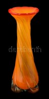 Fújt Dekoratív Narancssárga Váza, Jelzés Nélkül, Apró Karcolásokkal, M: 32 Cm - Vidrio & Cristal