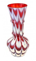 Fújt Dekoratív Váza, Jelzés Nélkül, Foltos, Anyagában Színezett, M: 33 Cm - Vidrio & Cristal