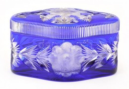 Hámozott, Csiszolt Kék Bonbonier, Nagyon Apró Csorbákkal, 16,5×10,5×10 Cm - Glas & Kristal