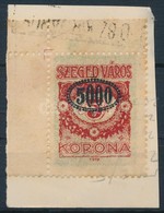 1923-1925 Szeged Városi Illetékbélyeg ívsarki 5.000K/5K A Tip. Kivágáson (4.000) - Unclassified