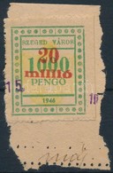 1946 Szeged Városi 20mP/1.000P Illetékbélyeg Kivágáson (3.900) - Sin Clasificación
