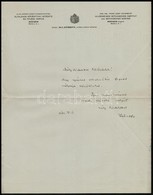 1934 Györffy István Néprajzkutató Kézzel írt, Aláírt Részvétnyilvánító Levele Azonosítatlan Címzettnek, 'M. Kir. Ferenc  - Sin Clasificación