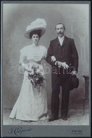1908 Fiatal Pár, Keményhátú Fotó Ilario Carposio Fiumei Műterméből, 16×10,5 Cm - Andere & Zonder Classificatie