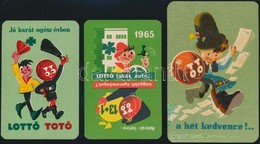 1957-1965 TOTÓ-LOTTÓ Kártyanaptárak, 3 Db, Az Egyiken Javításnyomokkal. - Publicidad