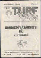 1986 A Pesti Turf 41. évf. 117. (44.) Száma, érdekes írásokkal, Tűzött Papírkötésben - Publicidad